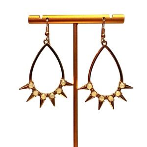 Vintage Y2K Gold/Crystal 2” Drop Spike Earrings